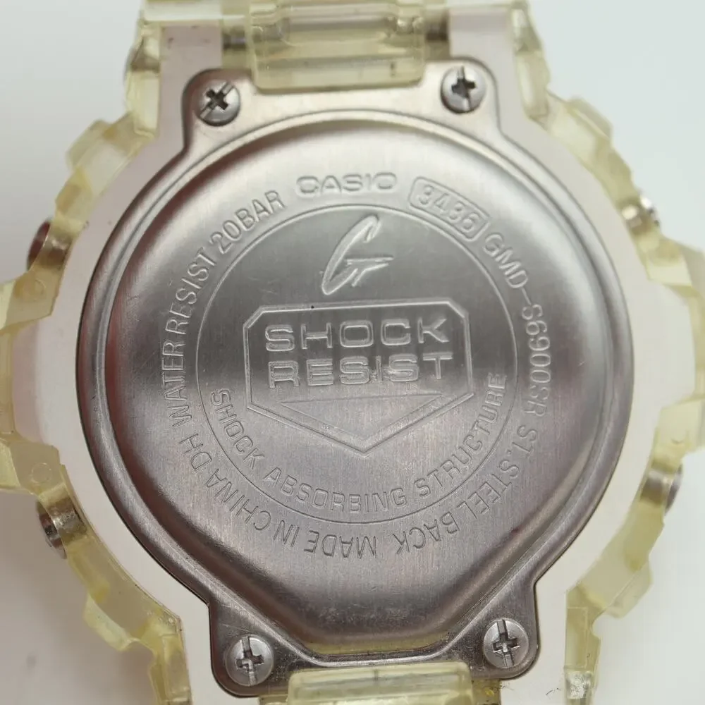 Casio G Shock Clear Rose Gold Tone 46mm Watch Chrono GMD-S6900SR w New Battery